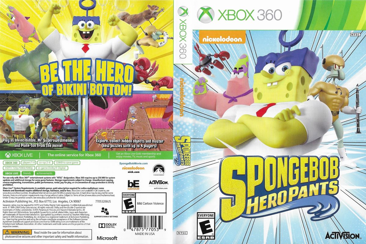 SpongeBob HeroPants box art for Xbox 360